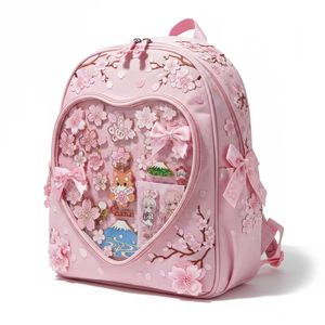 Sac à dos Ita Bag personnalisé, adorable, thème Sakura, style anime, avec fenêtre en forme de cœur, style <span class=keywords><strong>cosplay</strong></span> japonais, mignon, avec décorations amovibles - Product Image 1