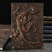 Carnet à couverture rigide en similicuir personnalisé sur le thème des lézards et geckos, motif exquis, journal d'écriture vintage, cadeau