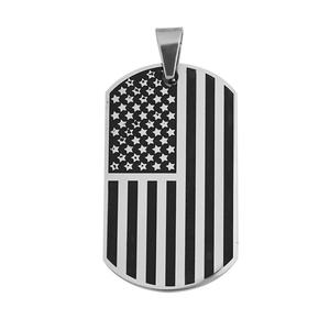 Collar con Colgante Rectangular de Bandera Americana en Acero Inoxidable 316L con Esmalte de Alto Brillo para Hombre - Product Image 1
