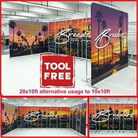 Stand d'exposition portable en aluminium 10x20 avec impression personnalisée, sans outil, étagères, présentoir pour vêtements, salon professionnel