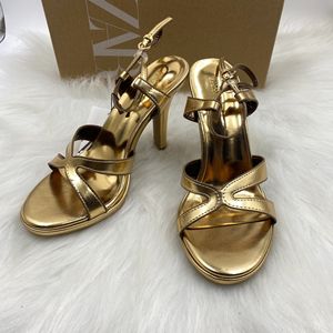 Dames sandalen zomer 2026, sexy open teen, dunne hak, Franse stijl, metallic goud, hoge hakken - Product Image 5