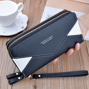 Carteira Longa Clássica de Moda com Duplo Zíper para Mulheres, Grande Capacidade, Bolsa de Couro PU com Alça de Pulso Destacável - Product Image 3