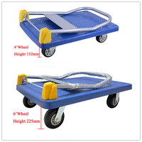 880lb Capacidad de peso Ruedas giratorias de 360 grados Camión de plataforma Carro de mano de empuje plegable para almacenamiento de carga Hecho de plástico duradero