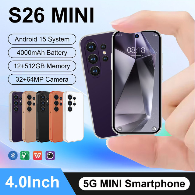 2026 S26 Ultra Mini 5G Unlocked Android Smartphone 12+512GB 4.0" 64MP 4000mAh Dual SIM