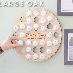 Wooden <b>Wall</b> Mounted Golf Ball Rack Round Storage <b>Display</b> Rack Natural Wood Color Rustic Style Living Room Use - Product Image 5
