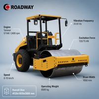 Compacteur à tambour vibrant ROADWAY de 6,5 tonnes, moteur diesel, pour la construction routière