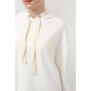 เสื้อคลุมมีฮู้ดลายก้างปลาสีเอครูสำหรับผู้หญิงจาก Puane พร้อมรายละเอียดงานปัก - เสื้อแขนยาวทันสมัยและสวมใส่สบายสำหรับใส่ลำลอง - Product Image 2