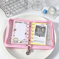 Lot de 10 classeurs A6 à fermeture éclair, couverture PVC transparente à 6 anneaux, rechargeable, pour carnet, photocard et agenda