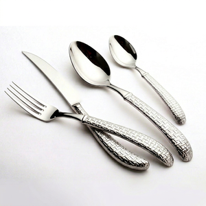 Elegante Juego de Cubiertos de Acero Inoxidable con Diseño de Cesta Tejida, Acabado Pulido Espejo, Resistente al Deslustre, para Bodas, Fiestas y Restaurantes - Product Image 1