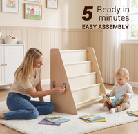 Étagère à livres en bois Montessori pour tout-petits, 4 niveaux, présentoir de livres pour enfants, organisateur de rangement pour livres pour chambre d'enfant et salle de jeux