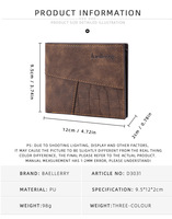 Baellerry dompet ramping pria mewah grosir kulit lipat tiga Cuir de Luxe Portefeuille