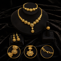 Ensemble de colliers pendentifs de mariée en gros pour le Moyen-Orient, Dubaï, bijoux de mariage en cuivre plaqué or, parures de bijoux tendance pour femmes