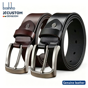 Ceinture en cuir véritable pour homme, personnalisée en usine, classique intemporelle avec boucle ardillon, en cuir de vachette de luxe, pour costume d'affaires, cadeau d'entreprise - Product Image 1