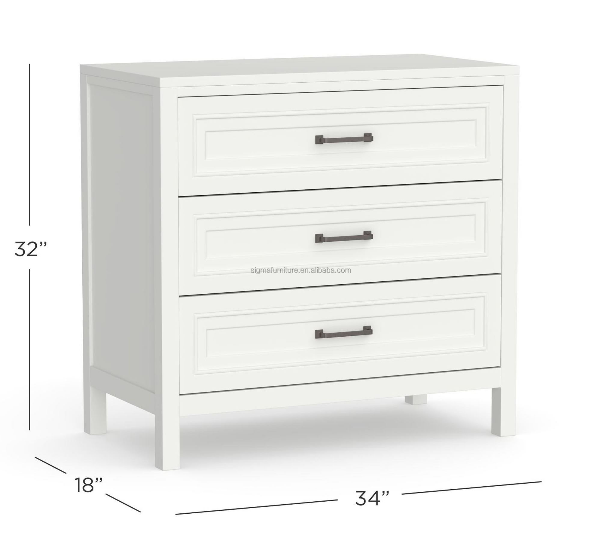American homefield 3 drawer dresser modern wood white cabinet armories