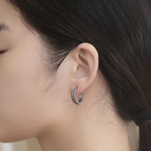 C Shaped <b>Titanium</b> Steel Huggie Earrings Retro Geometric <b>Studs</b> For Women CF135 - Product Image 5