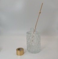 Diffuseur de parfum d'ambiance en verre avec bouchon en liège et couvercle argenté 100 ml, finition mate, pour huiles essentielles et usage cosmétique