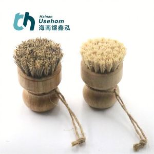 Pour la brosse ronde de pot de lavage en bambou de bulle avec des cheveux de sisal blanc écologique - Product Image 3