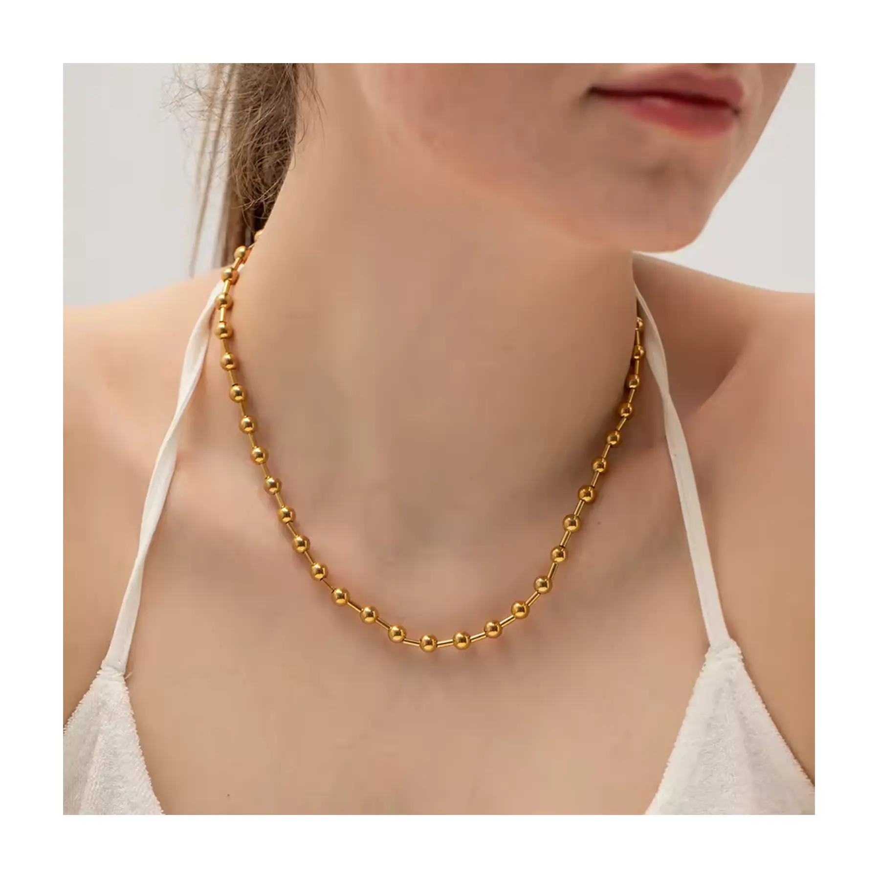 XIXI italienischer Charme Großhandel Designer vergoldete Metallkugel edelstahlzubehör Damenmode Schmuck-Halsketten
