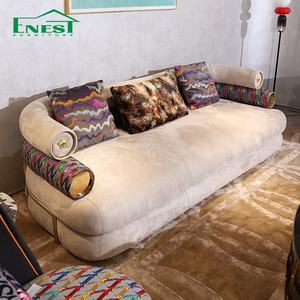 Divano di Lusso Moderno <span class=keywords><strong>Italiano</strong></span> con Rivestimento in Velluto, Set di Divani Combinabili 123 in Tessuto Artistico di Alta Gamma per Arredamento Soggiorno di Villa - Product Image 2