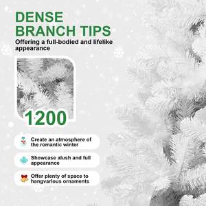 Árbol de Navidad blanco de PVC DB de 7 pies, árbol artificial con bisagras ignífugo respetuoso con el medio ambiente preiluminado de gran tamaño para Decoración - Product Image 2