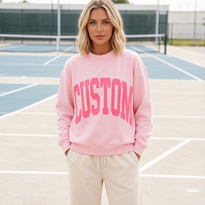 Sweat-shirt réversible personnalisé OEM pour <span class=keywords><strong>femme</strong></span>, pull-over de printemps de haute qualité avec motif à pois brodé, col montant, coupe oversize - Product Image 4