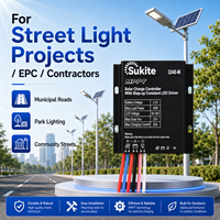 Contrôleur de charge solaire intelligent Sukite MPPT Boost 3240 3.2V 40W 20A pour éclairage public à énergie solaire avec capteur
