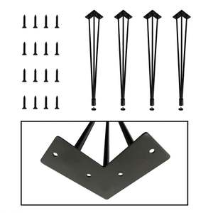 Modern 18 Inch Wrought Iron Hairpin Legs Industrial Solid U V Shaped 3 Rod Outdoor Workshop TV Cabinet Stand - Product Image 6