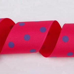 Pink Dots Glitter Printed Polyester/Cotton Double Face Grosgrain <b>Ribbon</b> 1-1/2 Inch Wide for Gift Packaging - Product Image 2