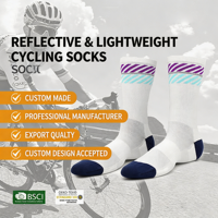 Chaussettes de cyclisme réfléchissantes légères OEM ODM, respirantes, certifiées BSCI OEKO TEX, design personnalisé