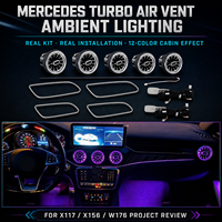 VENDAR X117 X156 Sortie d'air avant et éclairage d'ambiance 12 couleurs pour les aérateurs, lumière d'ambiance 12V 30W pour Mercedes-Benz W176