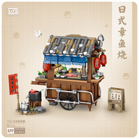 Modèle de briques miniatures de stands de nourriture de style hongkongais, vue de rue, blocs éducatifs, blocs de construction DIY, jouets de construction