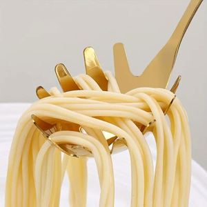 Stainless Steel <b>Spaghetti</b> Fork Spoon <b>Long</b> Handle Pasta Server Noodle Scoop Slotted Pasta Serving Utensil for Kitchen Restaurant - Product Image 3