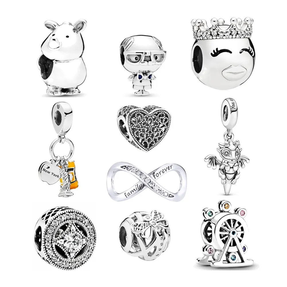 Ajuste Original Pan charms beads 925 plata esterlina noria amor familia para siempre Nueva York colgante encantos Diy pulseras mujeres