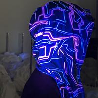 Cagoule de festival Trippy Rave, cagoule-foulard holographique réversible avec chaîne, cagoule arc-en-ciel réactive aux UV pour événements EDM