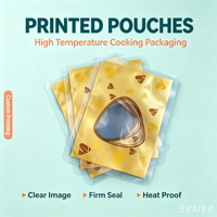 Sachet plat rétractable à fenêtre transparente de qualité supérieure, à trois côtés scellés, imprimé sur mesure, résistant à l'humidité, pour aliments pour bébés