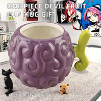 Tasse en céramique créative en stock, motif Fruit du Diable One Piece, ornement artisanal, cadeau d'anniversaire de bureau, protection de l'environnement, dessin animé