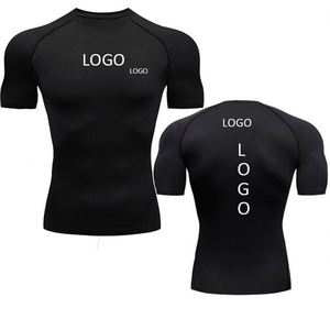 T-shirt de sport sans manches en tricot solide, à séchage rapide, compression, pour hommes - Product Image 1