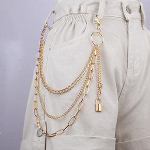 Cinturón de cadena metálica de acero inoxidable estilo punk con decoración de candado para pantalones de mujer, accesorios de hip hop. - Product Image 3