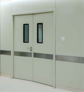 Portes doubles en acier insonorisées Yonking pour salle blanche, surface finie, en polymère blanc, pour zone médicale - Product Image 1