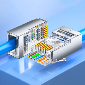 SAMZHE 10Pcs/Bag Shielding CAT6 8P8C Pass Through <strong>RJ45</strong> <strong>Connector</strong> 3u" Cat6 Ethernet Cable Copper Shell Modular Plug Hole 1.10mm - Product Image 2