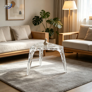 Mesa de Centro Triangular de Resina Transparente, Mueble de Sala de Estar Moderno y Contemporáneo, Diseño Decorativo - Product Image 3
