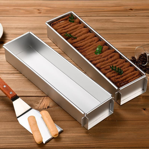 Bandeja Rectangular de Acero Inoxidable <span class=keywords><strong>para</strong></span> Hornear Pasteles, Molde <span class=keywords><strong>para</strong></span> Tiramisú, Pastel de Queso, Mousse, con Lateral Móvil, Molde Metálico <span class=keywords><strong>para</strong></span> Pasteles - Product Image 1