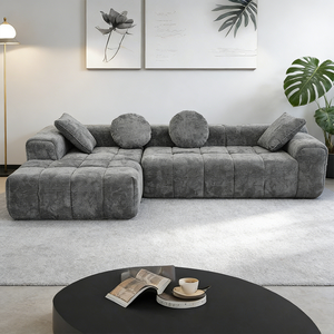 أريكة استرخاء نوردية مريحة من الشنيل بدون هيكل مضغوط لغرفة المعيشة والشقق مع وسائد - Product Image 6