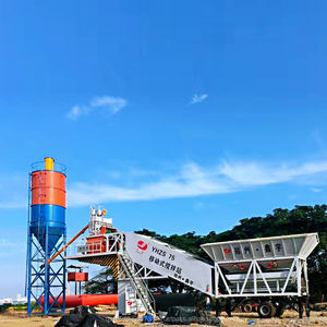 Usine chinoise Grommy, centrale à béton mobile entièrement automatique personnalisée, capacité de 25 à 100 m/h, certifiée CE ISO, électrique - Product Image 1