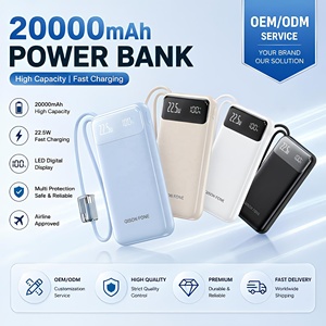 พาวเวอร์แบงค์แบบสายในตัว ความจุ 20000mAh ชาร์จเร็วสุด 22.5W <span class=keywords><strong>หน้า</strong></span><span class=keywords><strong>จอ</strong></span> LED แบตเตอรี่โพลิเมอร์ ช่องเสียบ USB C และช่องเสียบ USB คู่ สำหรับการเดินป่า - Product Image 1