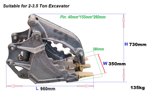 Mini Escavatore AORIS 1.5-3.5 Tonnellate con Benna Rotante, Apertura Massima della Mandibola 852mm, Cilindro Principale, Garanzia 1 Anno, Certificazione CE - Product Image 4