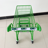Chariot de courses miniature en métal coloré pour enfants, chariot de supermarché vert pour enfants, chariot de courses en fil métallique avec pare-chocs aux coins