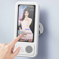 Haut-parleur sans fil à écran tactile étanche avec support de téléphone pour la douche Coque de téléphone murale dans la salle de bain pour la douche