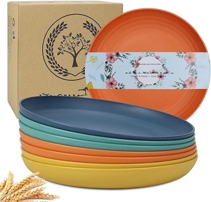 Ensemble <span class=keywords><strong>de</strong></span> <span class=keywords><strong>8</strong></span> <span class=keywords><strong>assiettes</strong></span> creuses, alternative aux <span class=keywords><strong>assiettes</strong></span> en plastique, compatibles micro-ondes et lave-vaisselle, <span class=keywords><strong>assiettes</strong></span> en paille <span class=keywords><strong>de</strong></span> blé avec 4 couleurs - Product Image 1