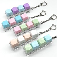 Testeur de commutateur de clavier mécanique en plastique lumineux Macaron à 4 touches, jouet anti-stress, porte-clés, pendentif décoratif, boîte cadeau personnalisée